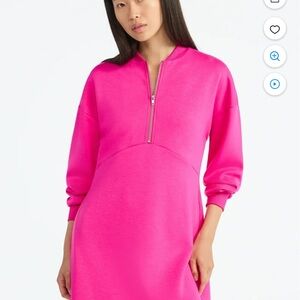 Scoop Pink Half-Zip Scubaknit Dress